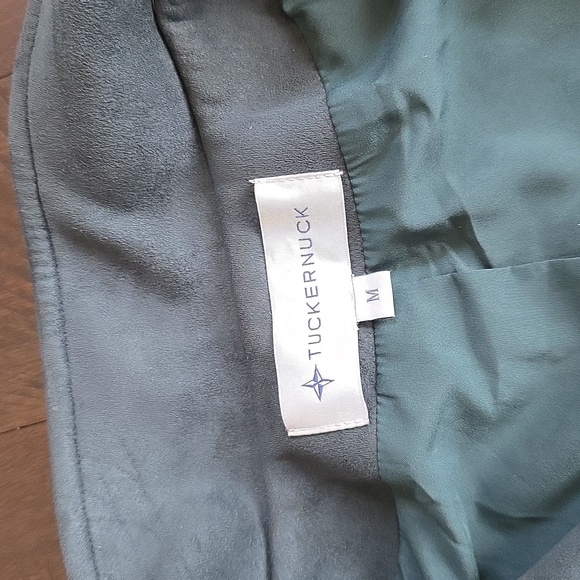 NWOT Tuckernuck Suede Stand Collar Clifton Dress Forest Green, Size M - Picture 4 of 10